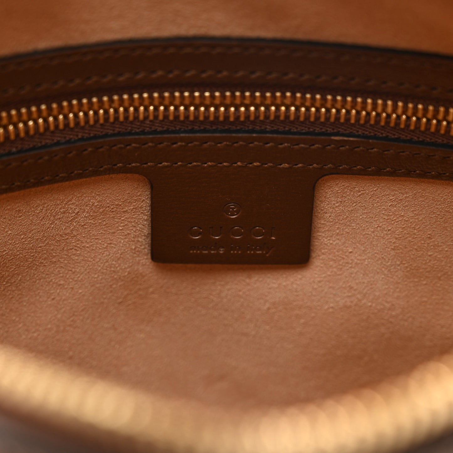 GG Supreme Monogram Small Horsebit 1955 Shoulder Bag Beige Brown Sugar