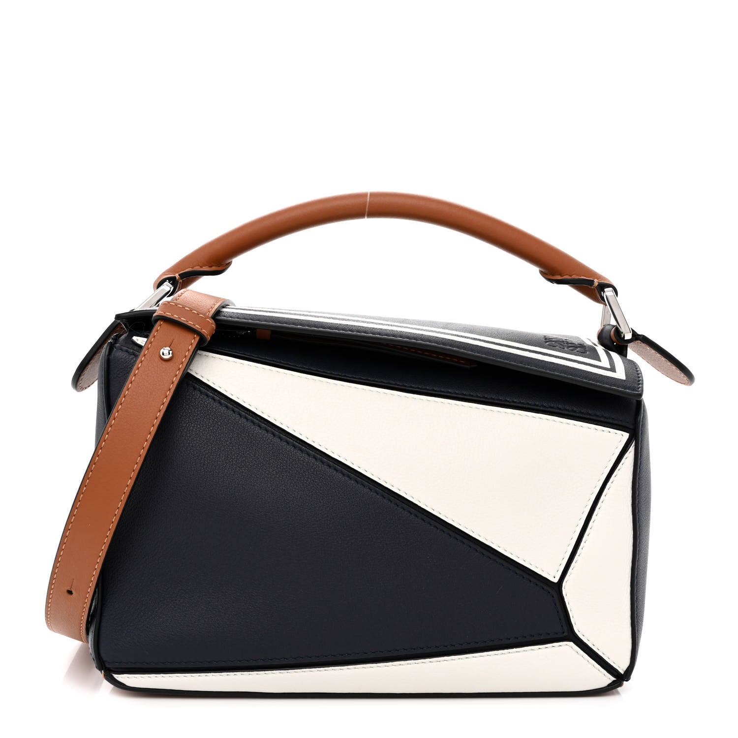 Loewe Calfskin Small Puzzle Bag Deep Blue Soft White 1 of 9