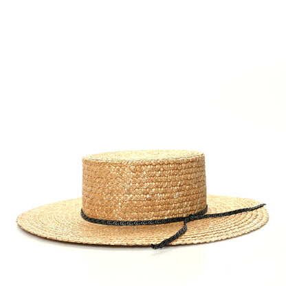 Gucci Straw Grosgrain Wide Brim Hat M Beige Black 2 of 8