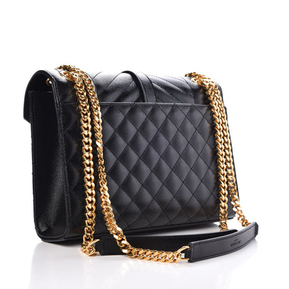 Saint Laurent Grain De Poudre Textured Mixed Matelasse Triquilt Medium Monogram Satchel Black 3 of 6