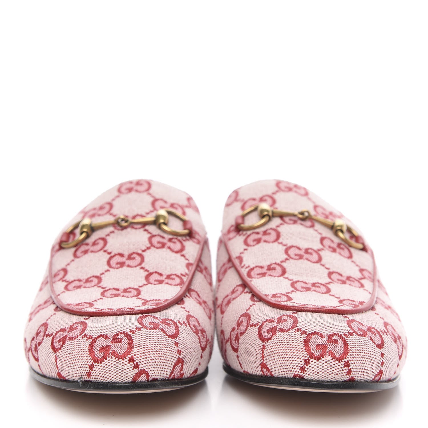 Gucci Canvas GG Monogram Horsebit Womens Princetown Slippers 39 Gardenia Hibiscus Red 3 of 9