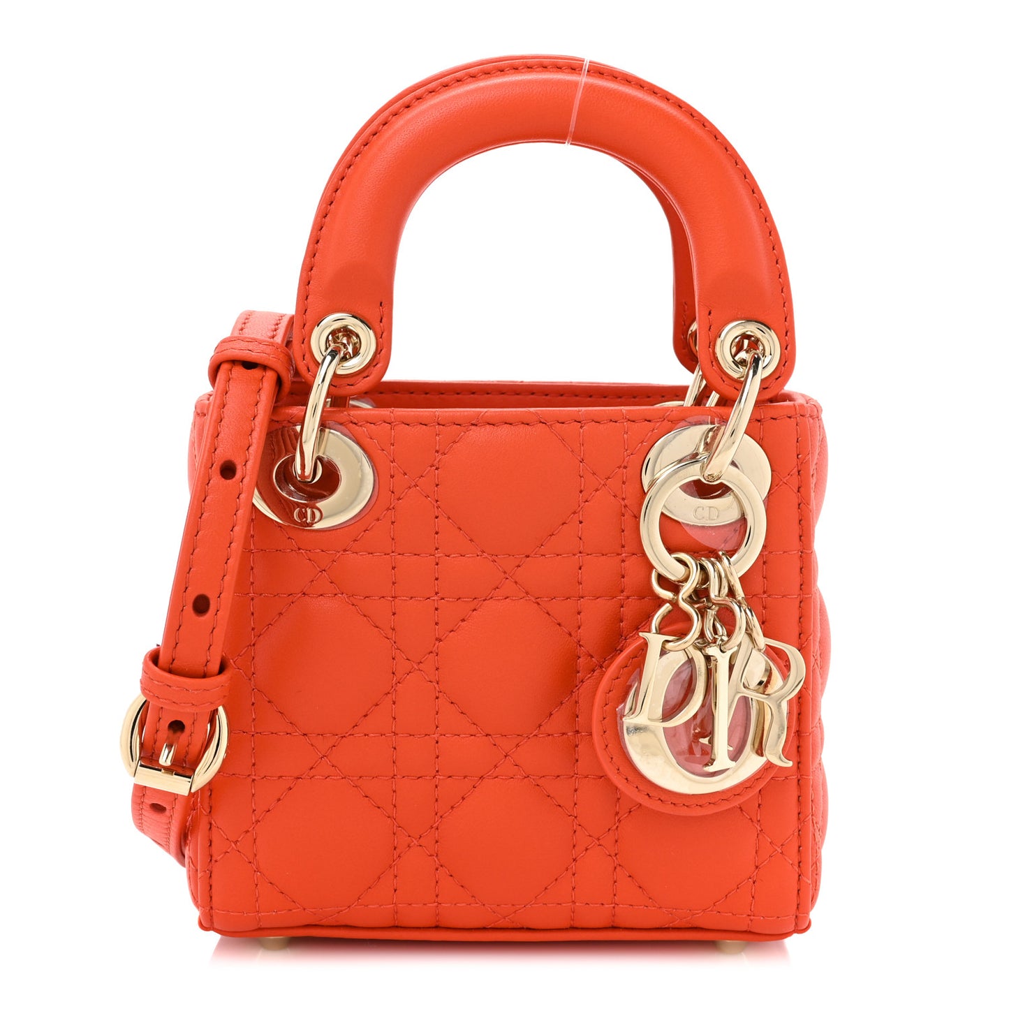 Lambskin Cannage Micro Lady Dior Orange