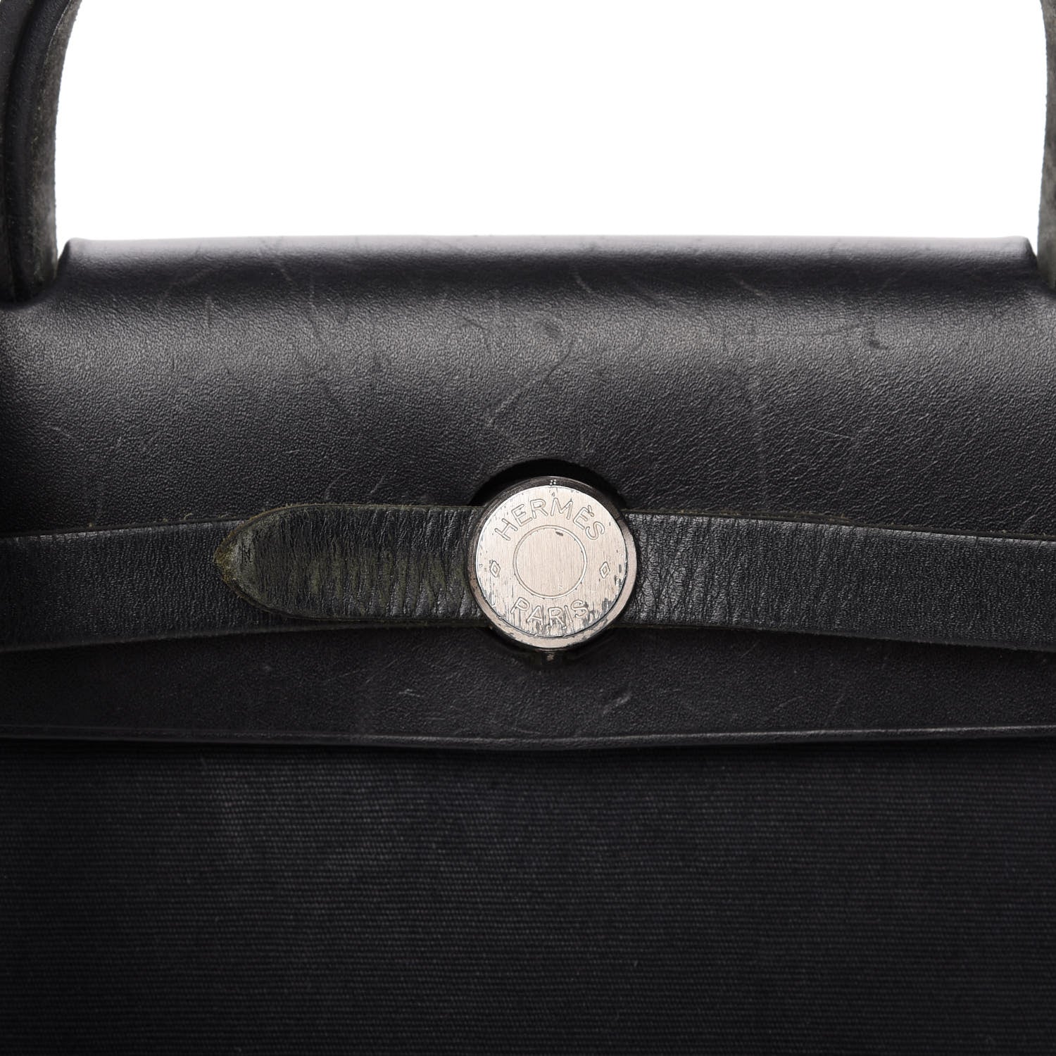 Hermes Toile Vache Calfskin Herbag 30 PM Black 10 of 13