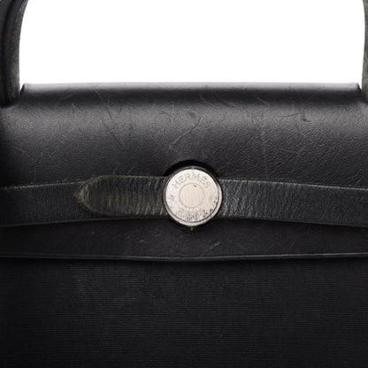 Hermes Toile Vache Calfskin Herbag 30 PM Black 10 of 13