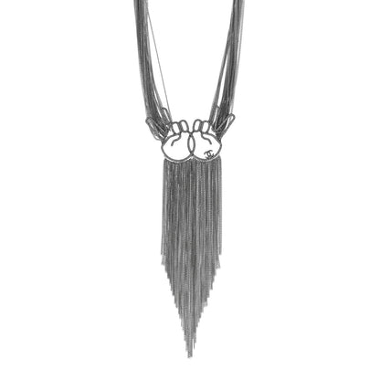 Chanel Crystal Emoji Peace CC Multi Strand Chain Necklace Silver 1 of 5