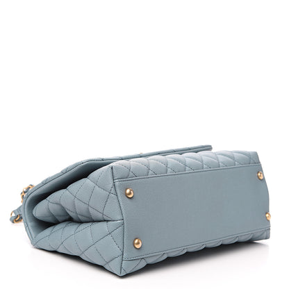 Chanel Caviar Quilted Small Coco Handle Flap Blue 3 of 11