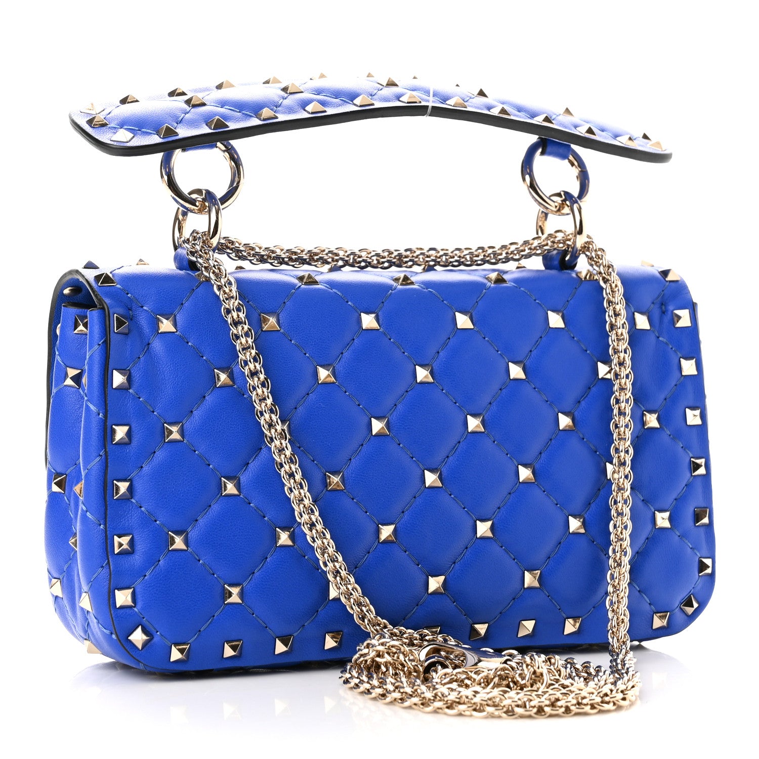 Valentino Garavani Nappa Small Rockstud Spike Shoulder Bag Acid Blue 3 of 9