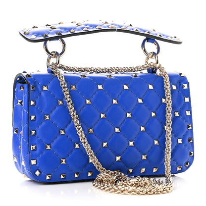 Valentino Garavani Nappa Small Rockstud Spike Shoulder Bag Acid Blue 3 of 9