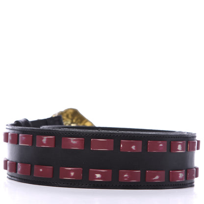 Gucci Metal Tiger Head Studded Belt 80 32 Yellow Black 2 of 5