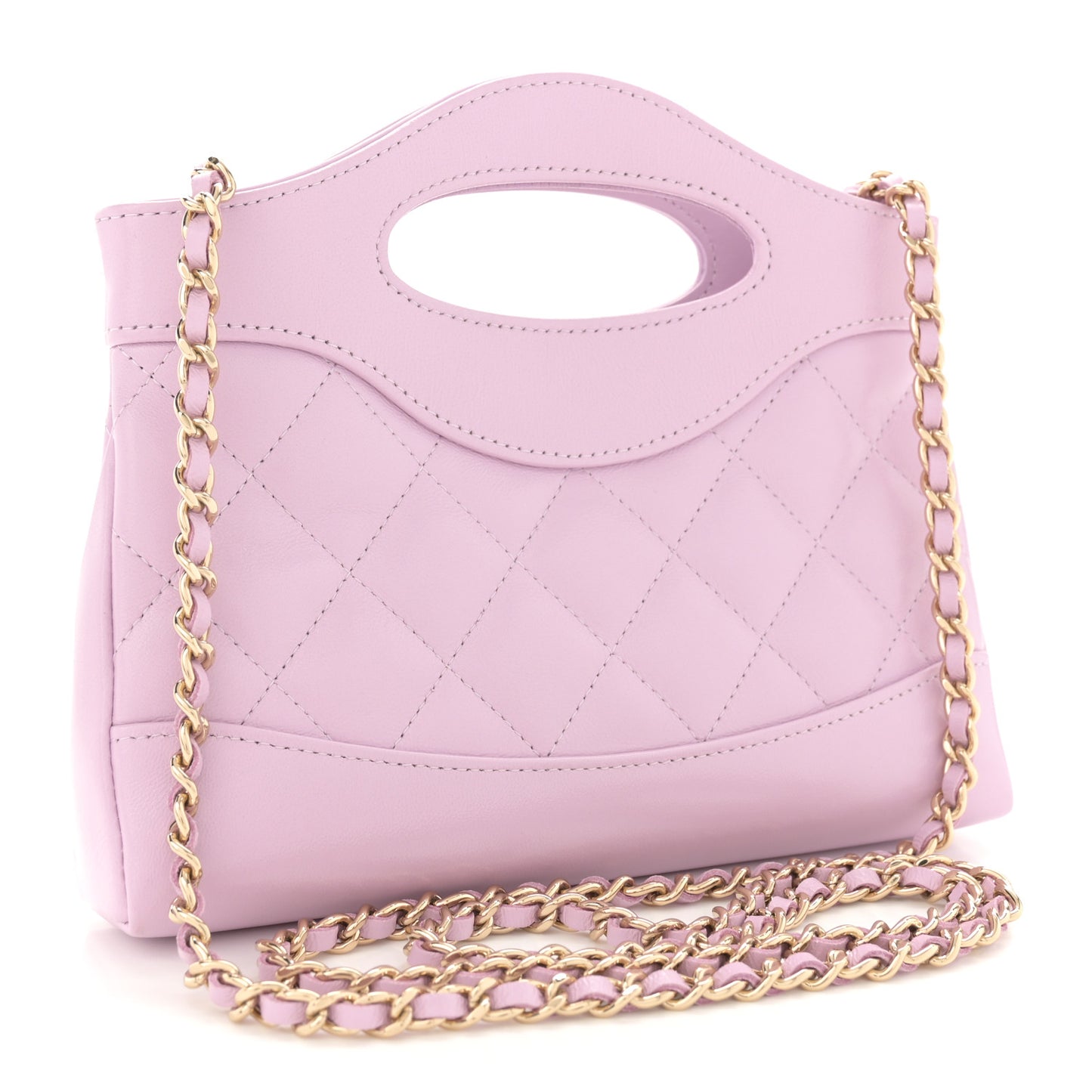Shiny Crumpled Calfskin Quilted Nano 31 Shopping Bag Light Pink