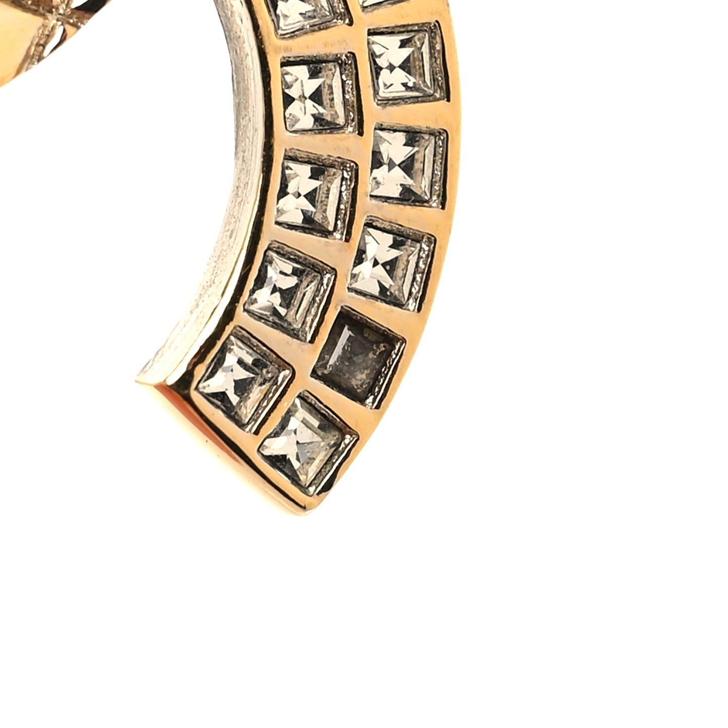 Baguette Crystal Quilted CC Brooch Gold