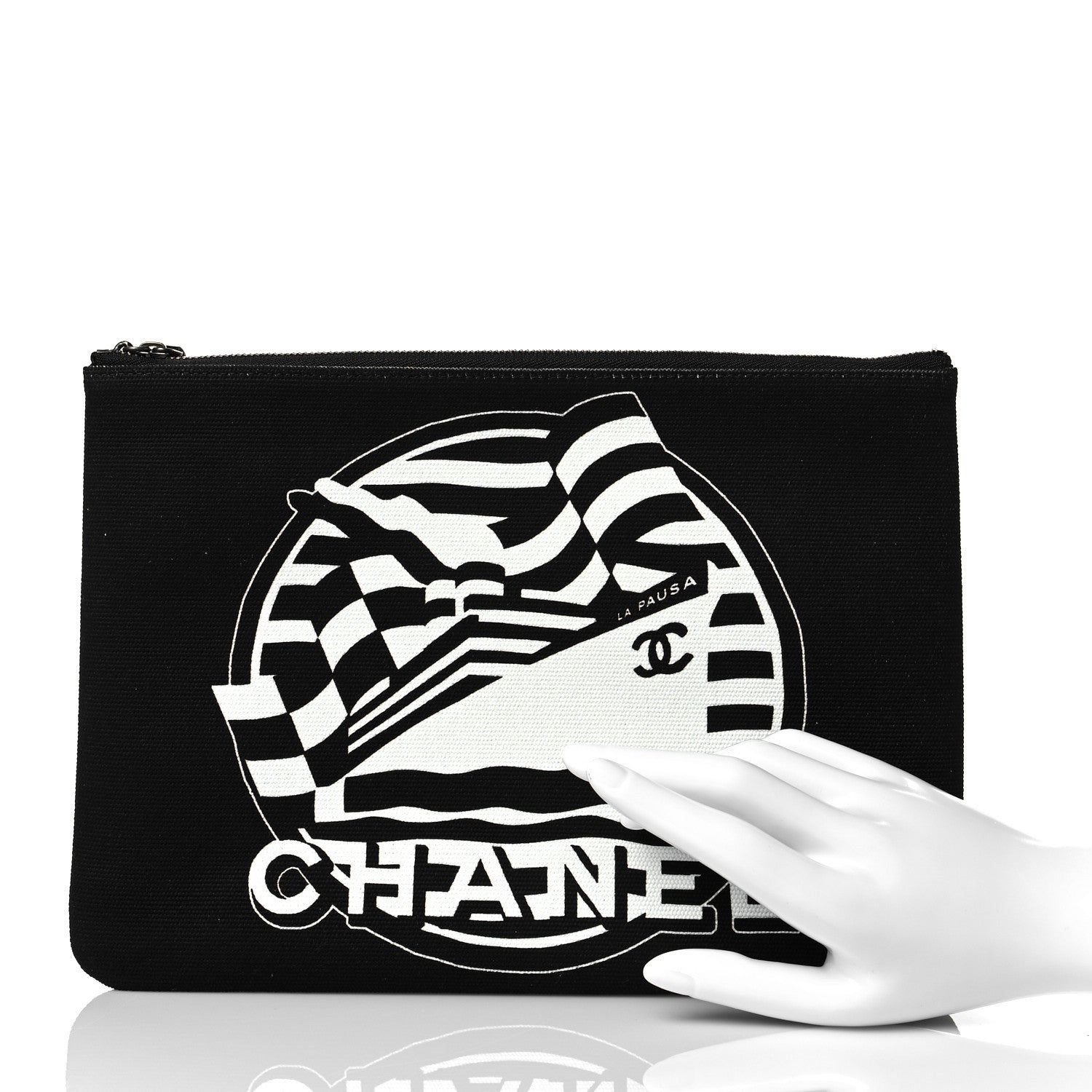 Chanel Canvas La Pausa Large Cosmetic Case Black 2 of 11