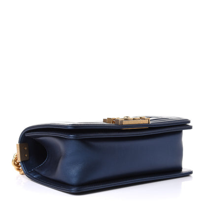 Chanel Metallic Calfskin Quilted Small Boy Flap Blue 6 of 13