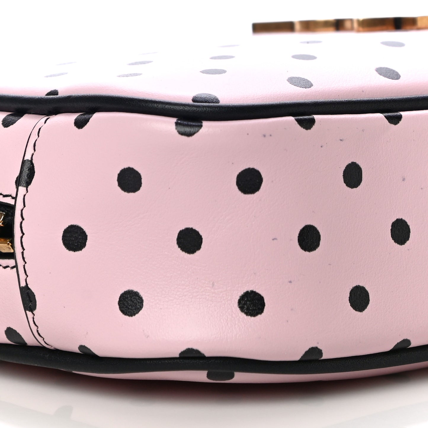Calfskin Printed Polka Dot Mini Lou Camera Bag Pink Black
