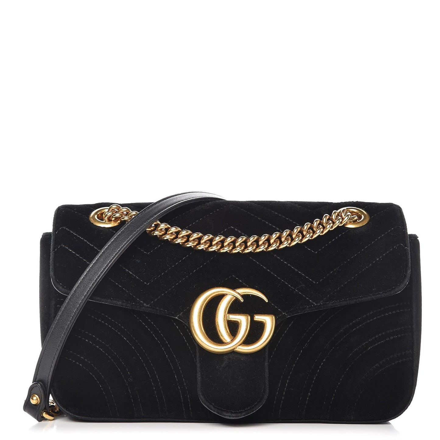 Velvet Matelasse Small GG Marmont Shoulder Bag Black