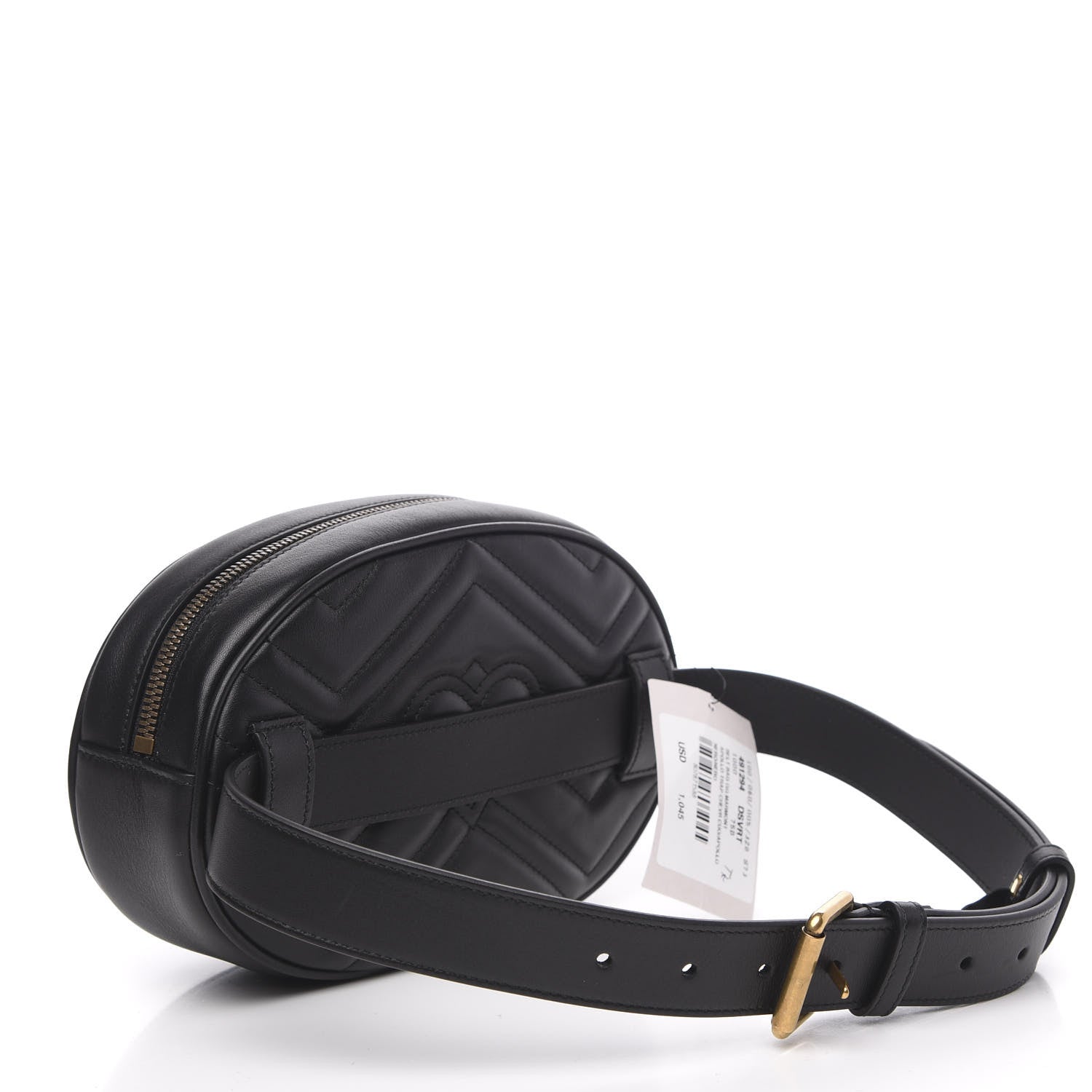 Gucci Calfskin Matelasse GG Marmont Belt Bag 75 30 Black 3 of 10