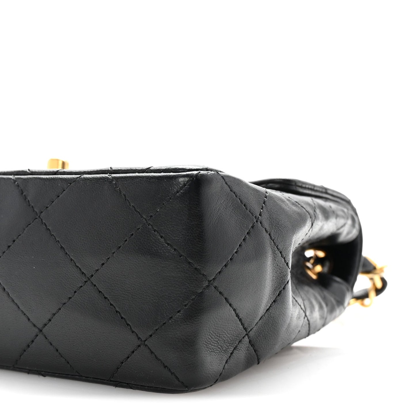 Lambskin Quilted Mini Square Flap Black