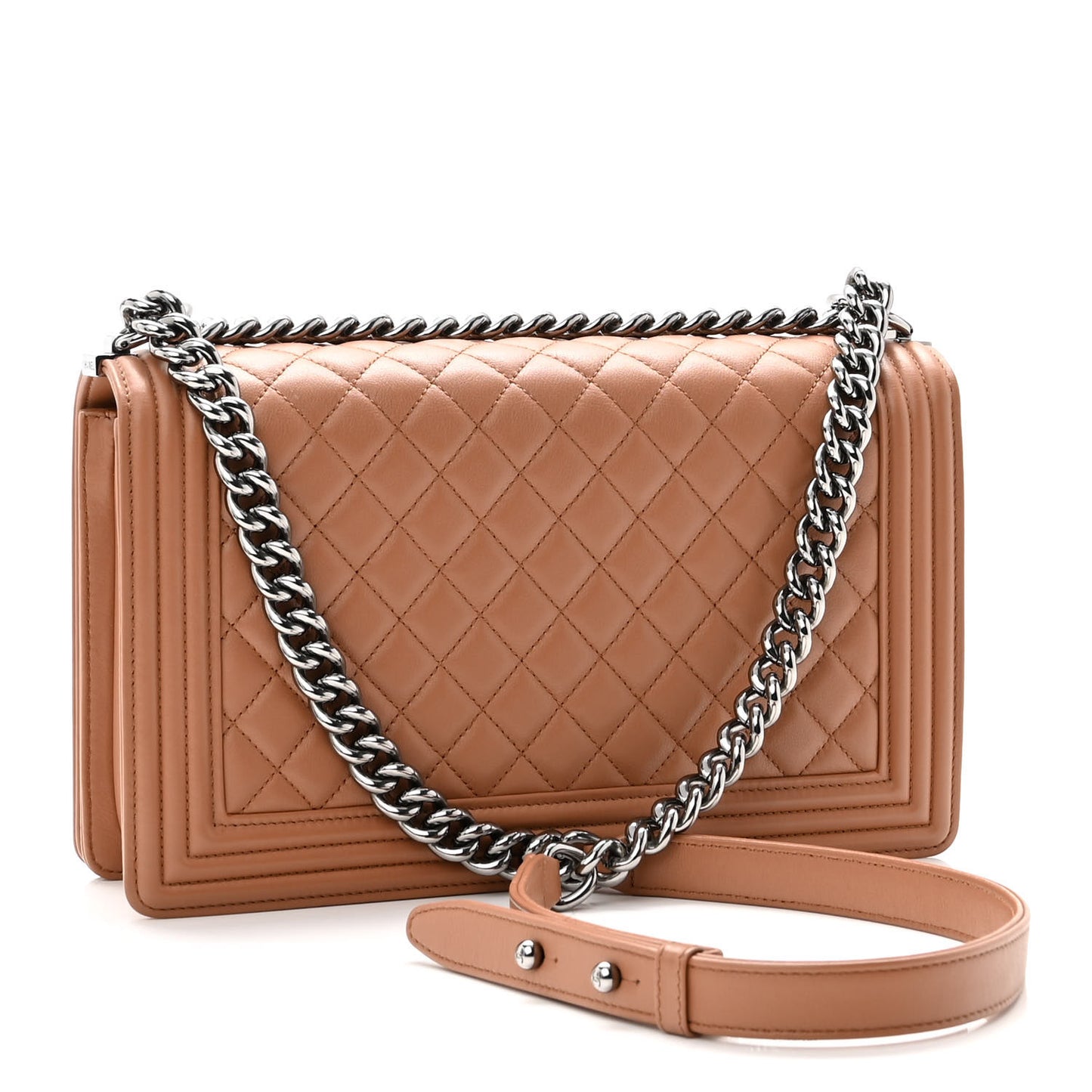 Calfskin Quilted New Medium Boy Flap Dark Beige