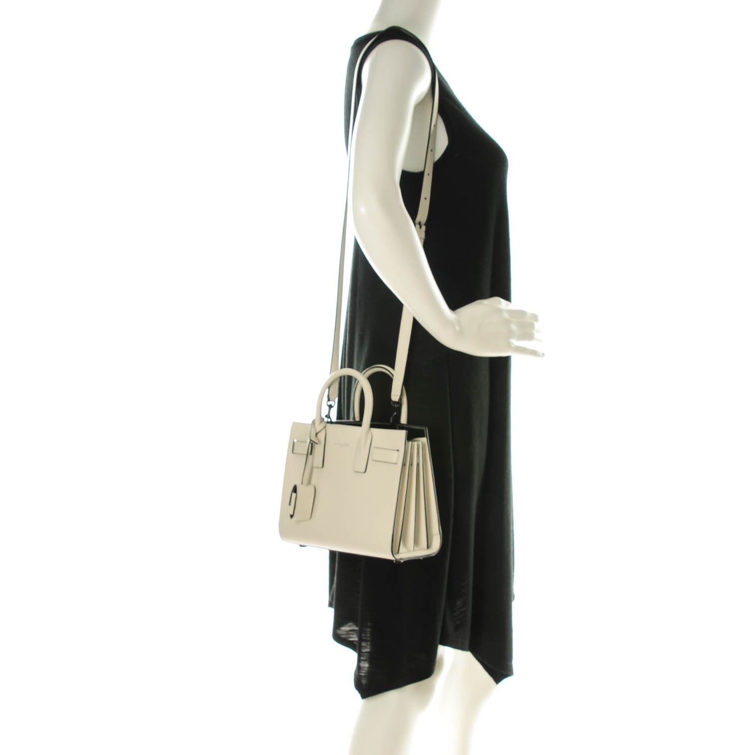 Saint Laurent Grained Calfskin Nano Sac De Jour Porcellana Nero 2 of 7