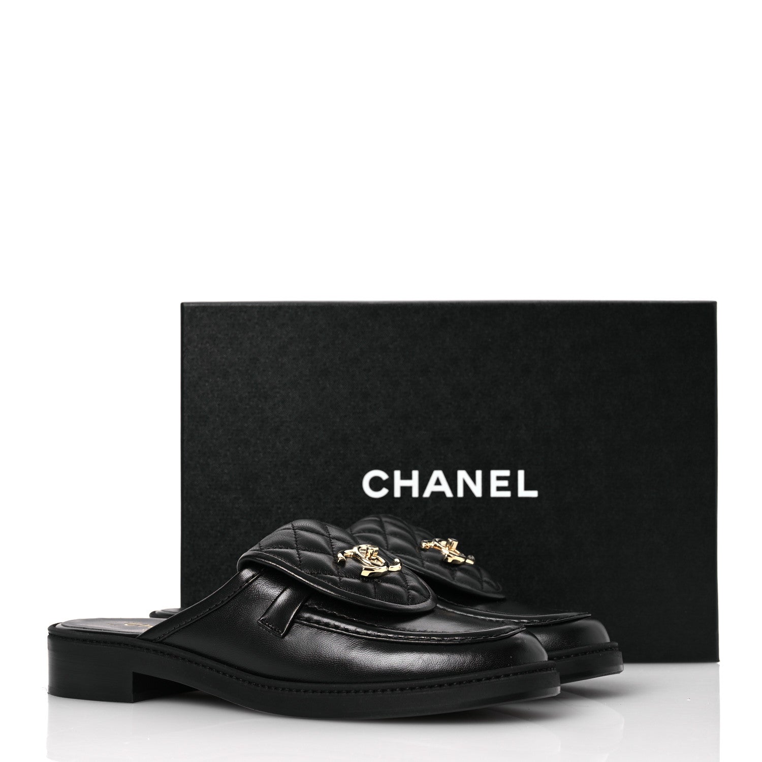 Chanel Lambskin Quilted CC Turnlock Mules 39.5 Black 1626285