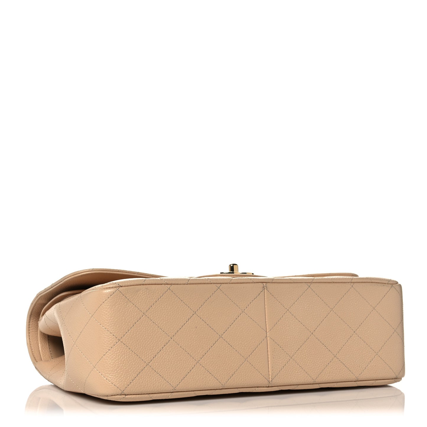 Caviar Quilted Jumbo Double Flap Beige Clair