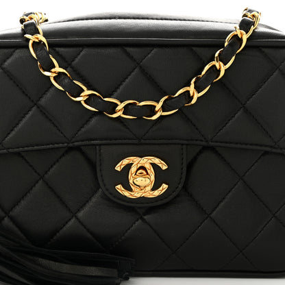 Chanel Lambskin Quilted Flap Camera Tassel Case Black 9 of 12