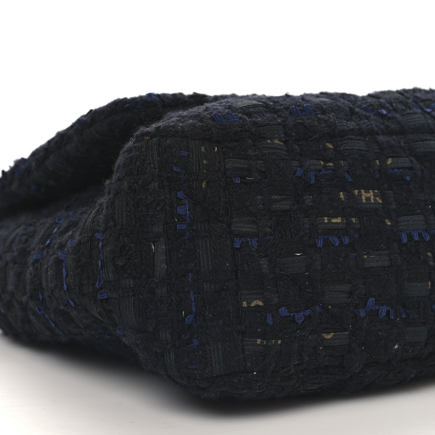 Chanel Tweed Quilted Large Chanel 19 Flap Black Navy Gold 9 of 10