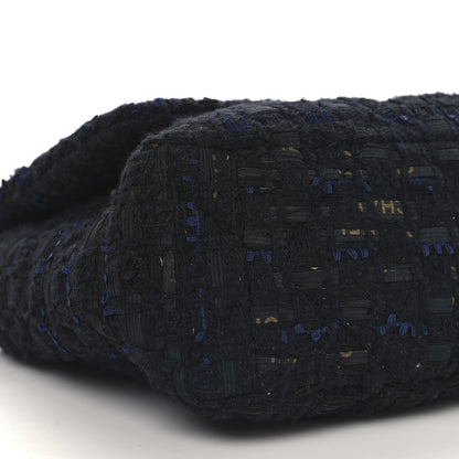 Chanel Tweed Quilted Large Chanel 19 Flap Black Navy Gold 9 of 10