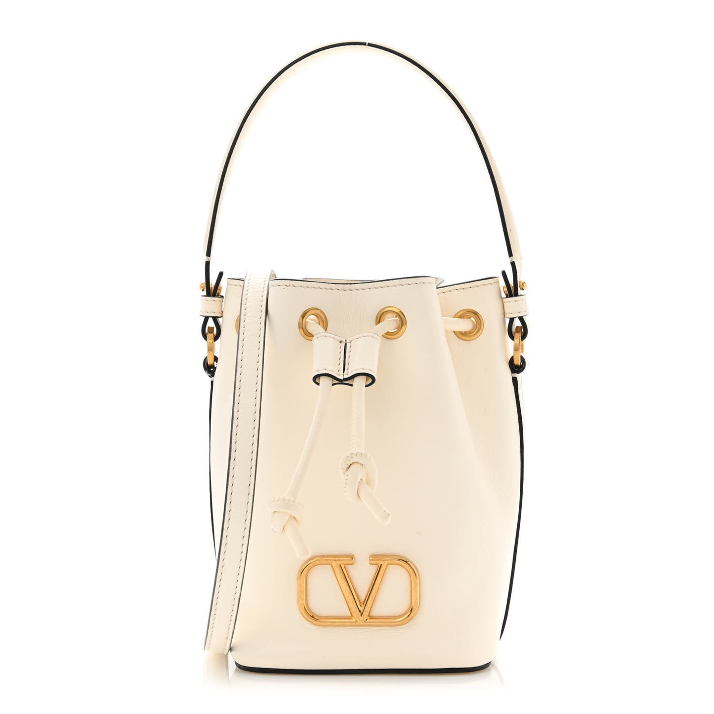 Nappa Mini VLogo Signature Bucket Bag Light Ivory