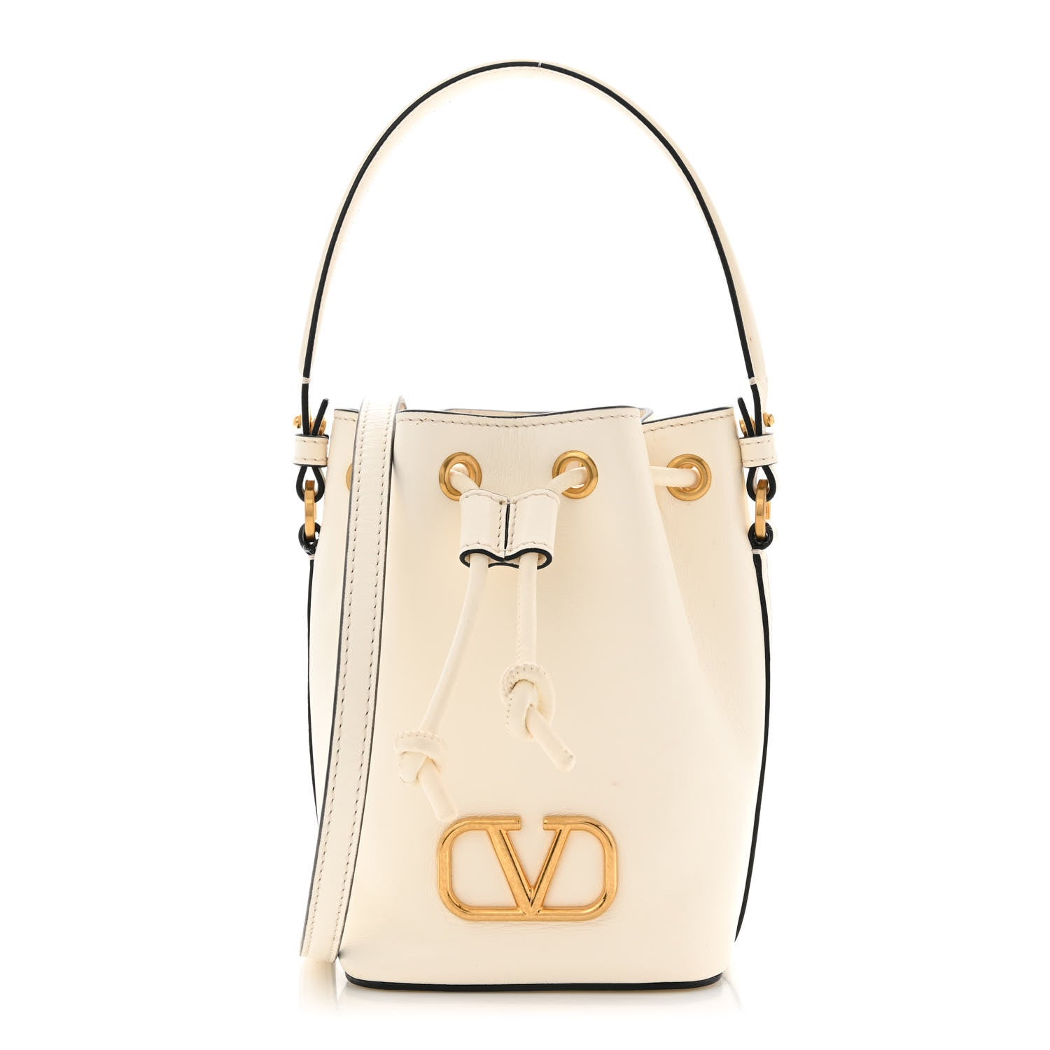 Valentino Garavani Nappa Mini VLogo Signature Bucket Bag Light Ivory 1 of 10