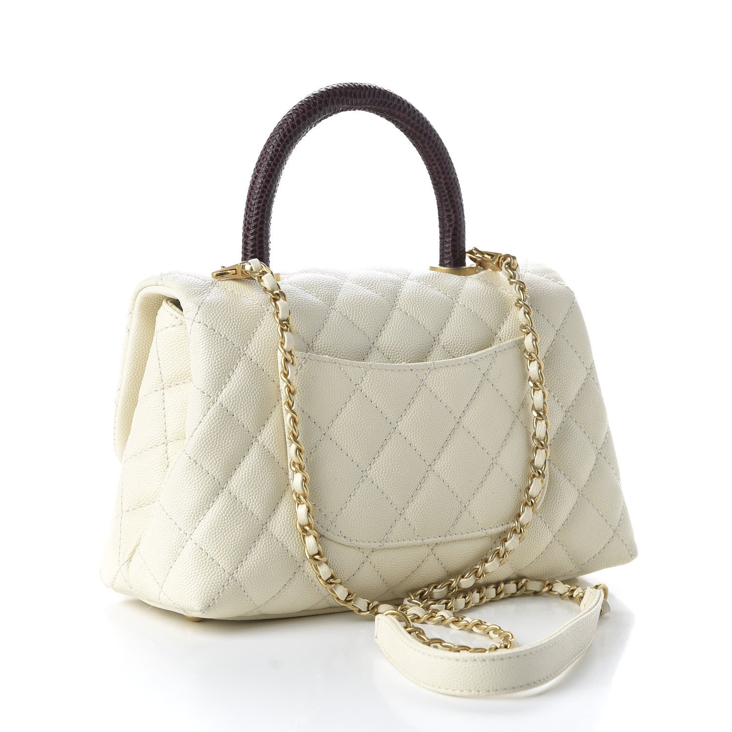 Chanel Caviar Lizard Quilted Mini Coco Handle Flap White 3 of 10