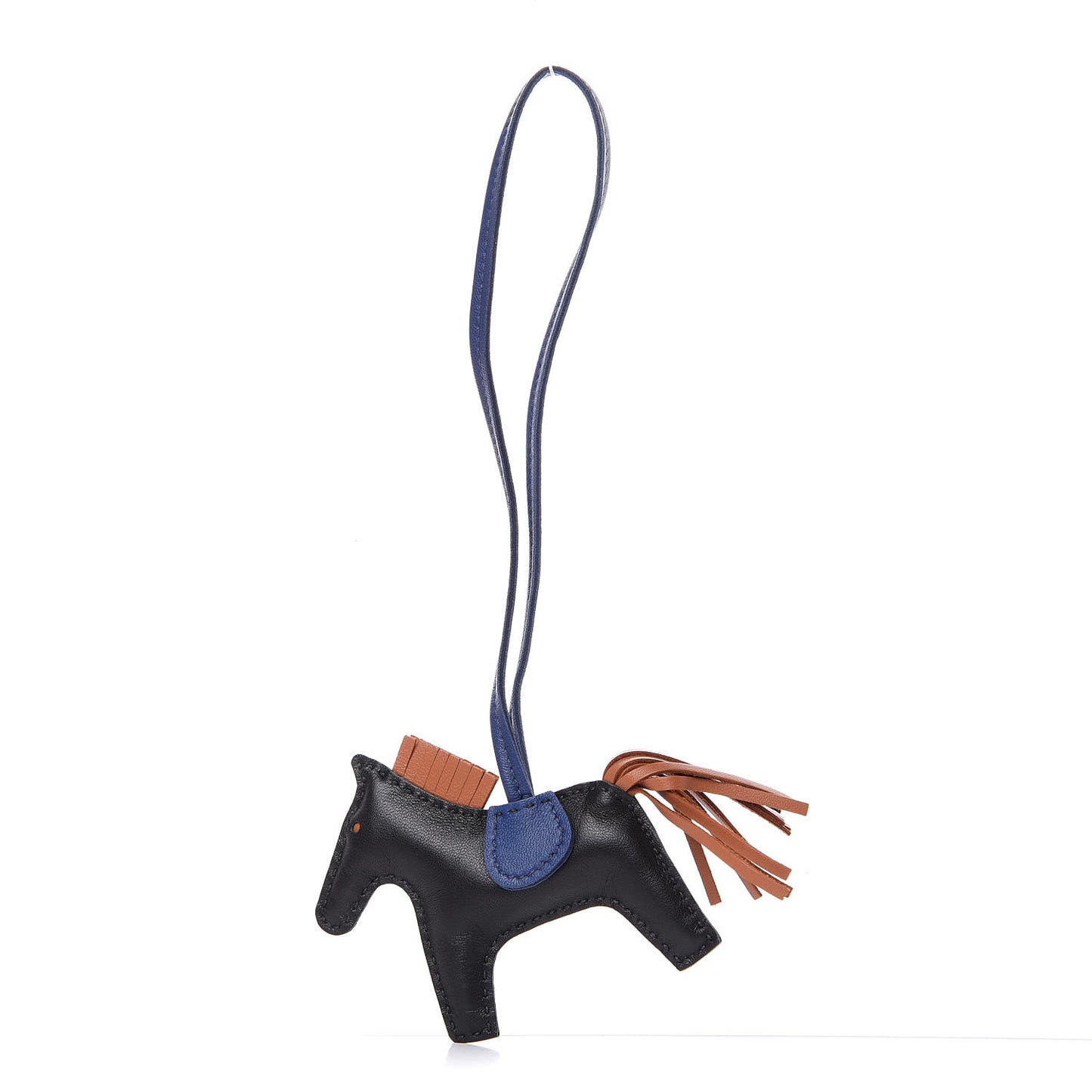 Milo Lambskin Grigri Rodeo Horse Bag Charm PM Black Bleu Saphir Gold