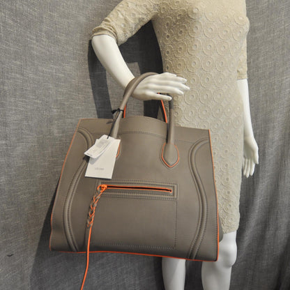 Celine Smooth Calfskin Large Phantom Luggage Grey Orange 2 of 9