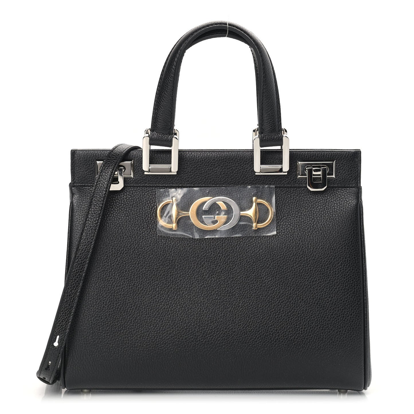 Grainy Calfskin Small Zumi Top Handle Bag Black