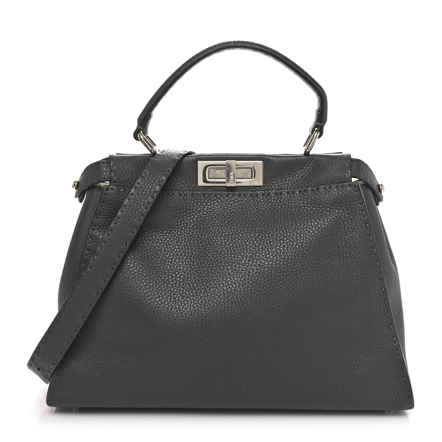 Cuoio Romano Selleria Bi-Color Medium Peekaboo Iconic Satchel Asfalto Latte