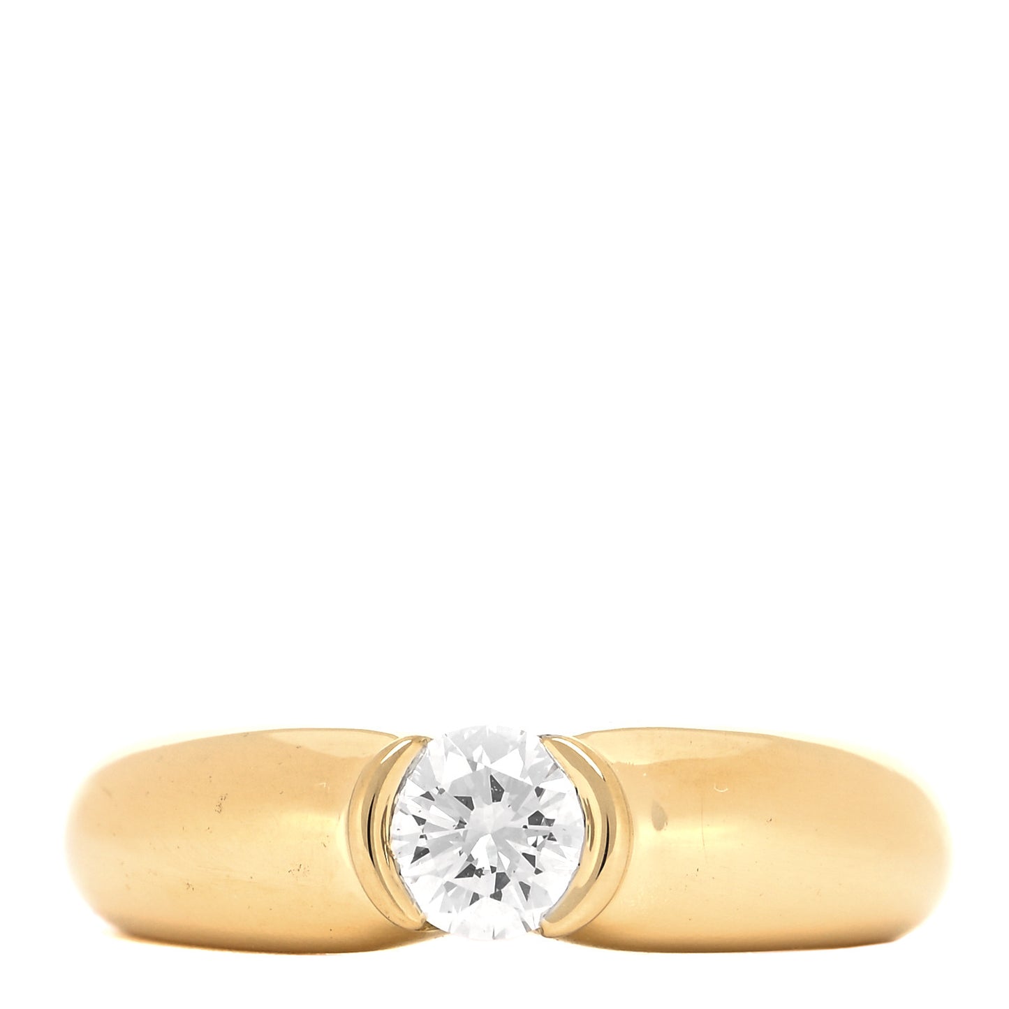 18K Yellow Gold Diamond .57ct C De Cartier Solitaire Ring 51 5.75
