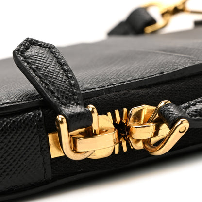 Prada Saffiano Triangle Mini Bag Black 31 of 35