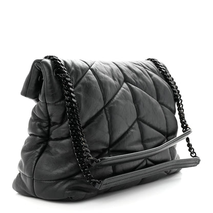 Saint Laurent Lambskin Quilted Monogram Monochrome Medium Loulou Puffer Chain Satchel Black 3 of 10