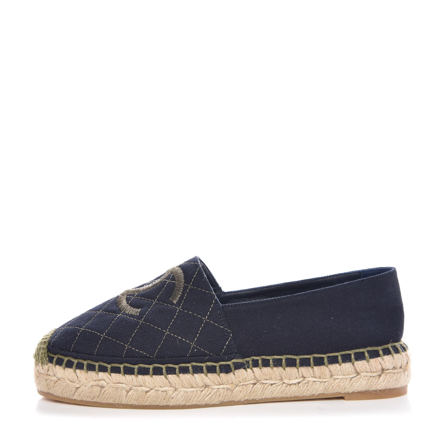 Fabric Quilted CC Espadrilles 37 Blue Green