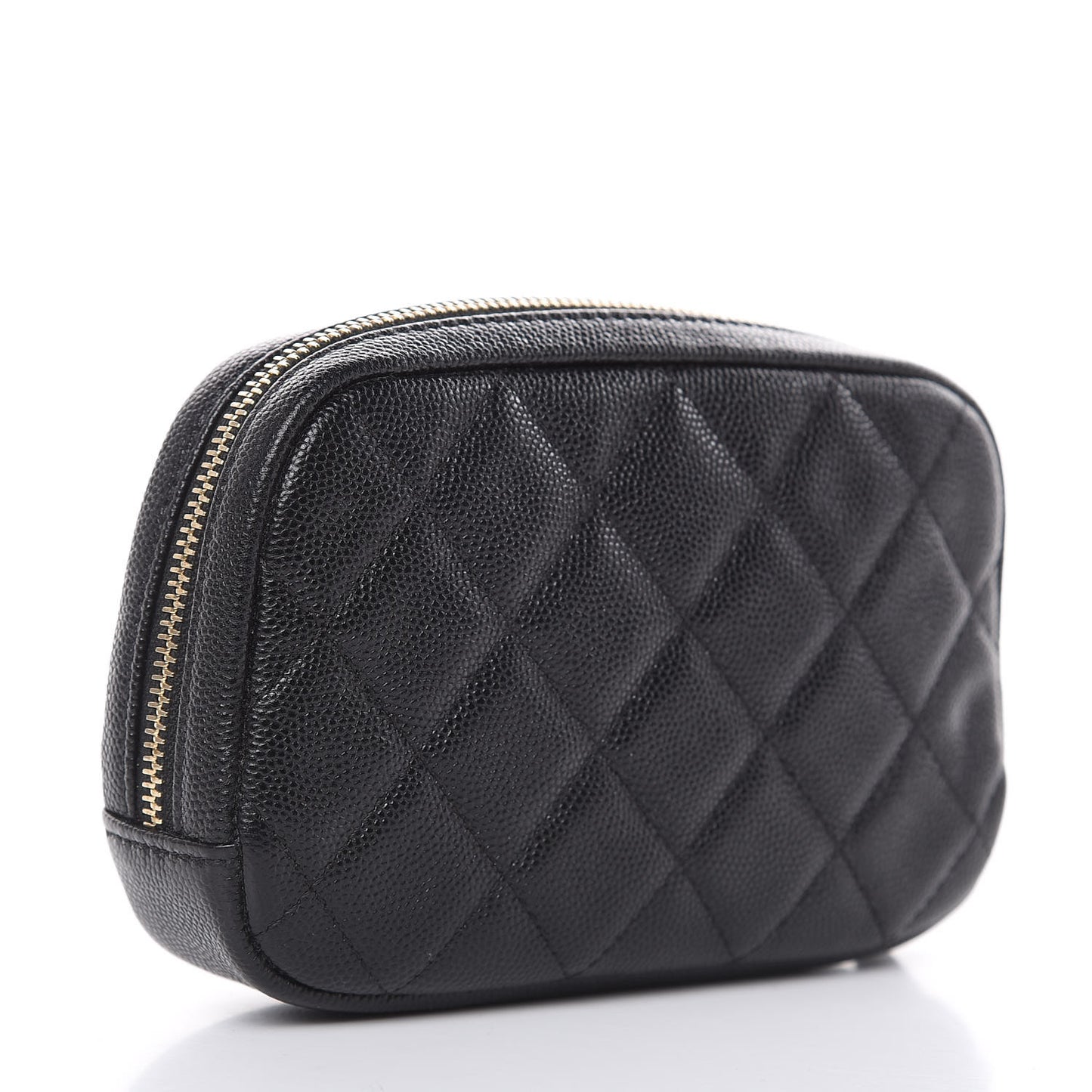Caviar Quilted Small Curvy Pouch Cosmetic Case Black
