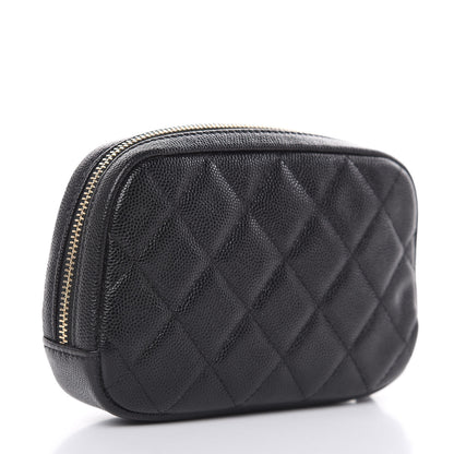 Chanel Caviar Quilted Small Curvy Pouch Cosmetic Case Black 3 of 8