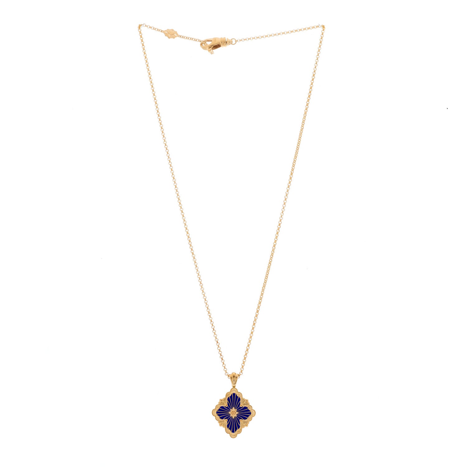 Buccellati 18K Yellow Gold Enamel Opera Tulle Necklace Blue 2 of 8