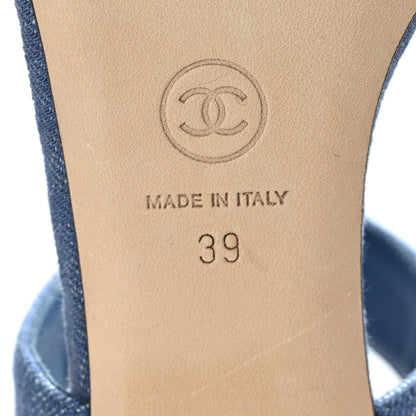 Chanel Denim Chain Sandals 39 Blue 8 of 9