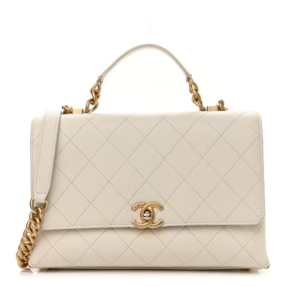 Chanel Grained Calfskin Small Stitched Flap White 1 of 13