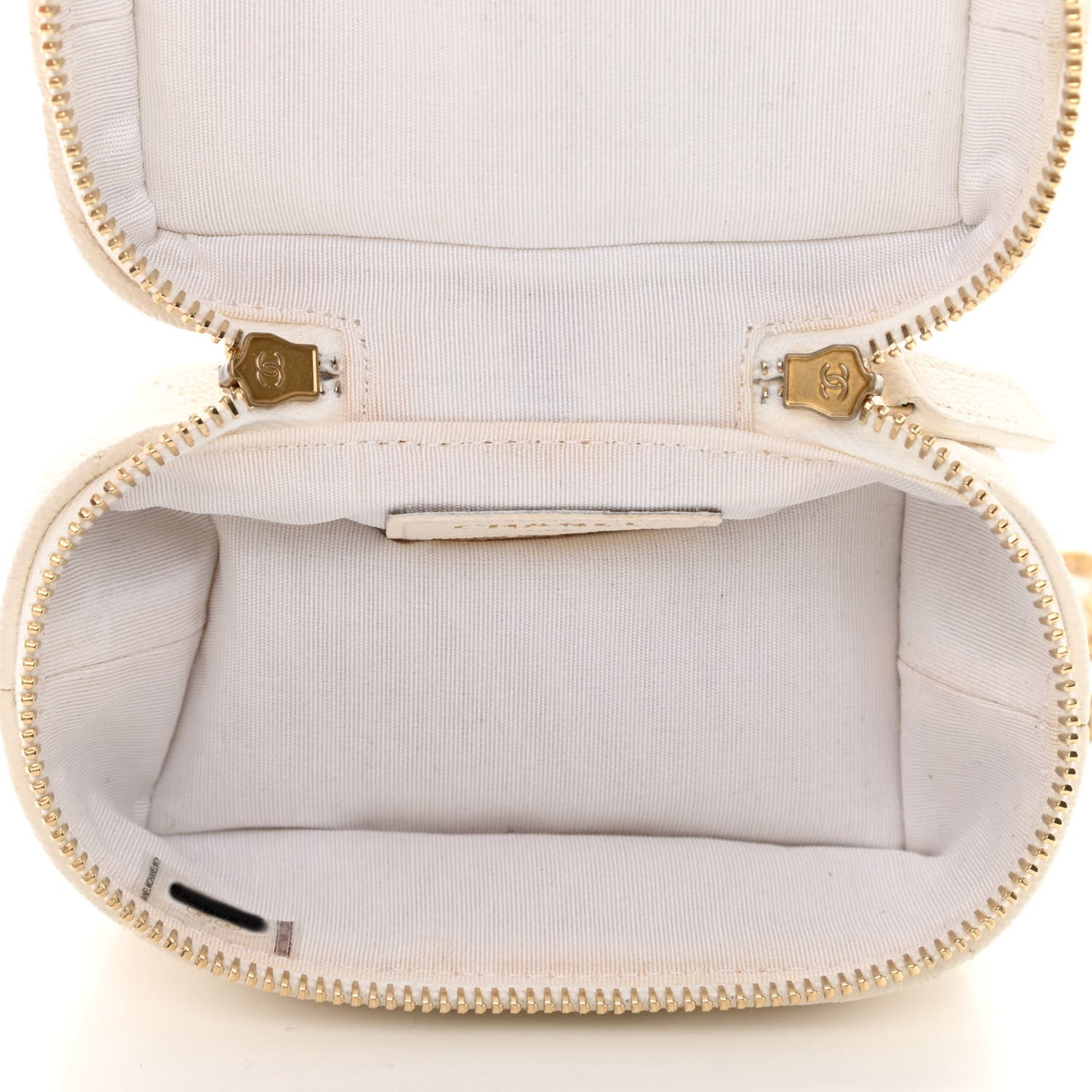 Caviar Quilted Mini Top Handle Vanity With Chain White