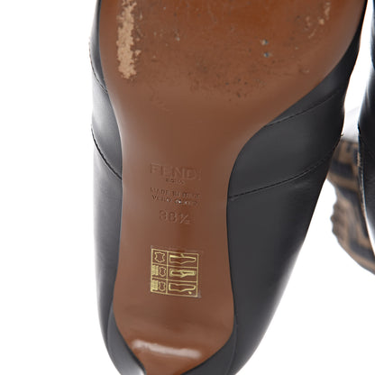 Fendi Vitellino Microfiber Fabric FF Rockoko Low Heel Sock Boots 38.5 Ebano Tobacco Black 9 of 11