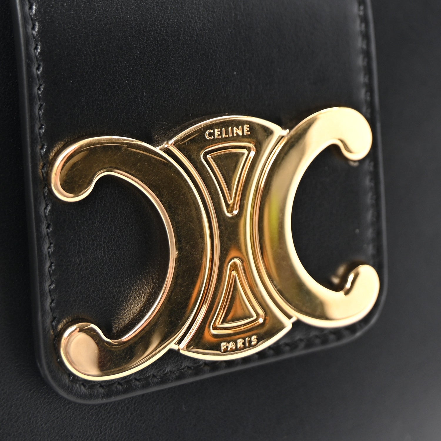 Celine Smooth Calfskin Medium Strap Ava Triomphe Shoulder Bag Black 7 of 10