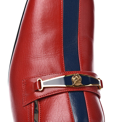 Gucci Goatskin Feline Ginger Loafer Pumps 41 Hibiscus Red Blue 9 of 10