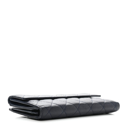 Chanel Caviar Quilted CC Long Double Wallet Navy 4 of 12