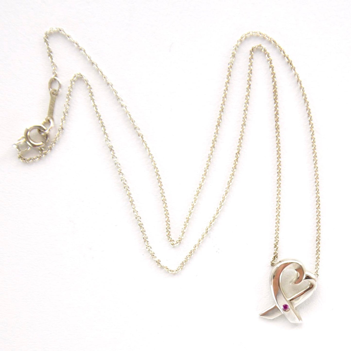 Sterling Silver Paloma Picasso Pink Sapphire Loving Heart Necklace
